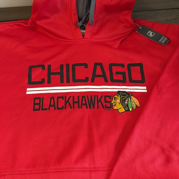 NWT [NHL] Chicago Blackhawks NHL Hockey Red Hooded Sweatshirt Men’s Size 2XL - Picture 2 of 9